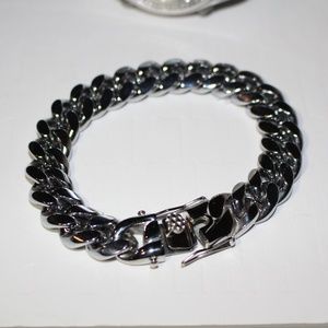 12mm White Gold Electroplated 14k Cuban Bracelet